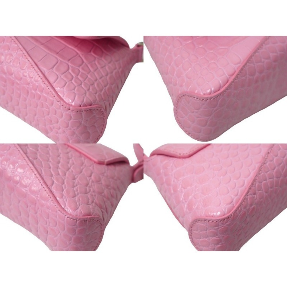 BALENCIAGA shoulder bag XXS flap pink calfskin crocodile embossing part - Picture 6 of 9